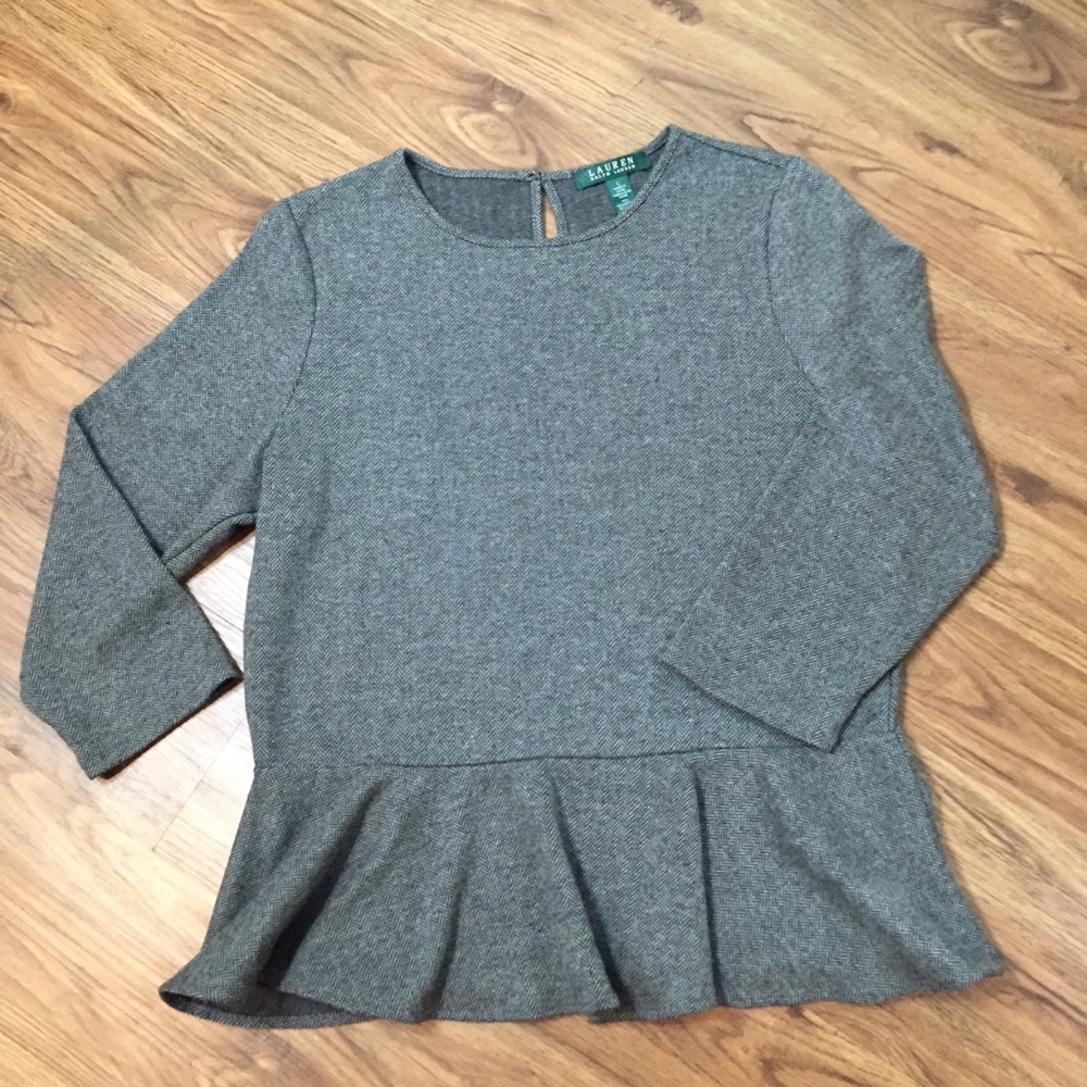 Ralph Lauren Chevron Stitching Peplum Top